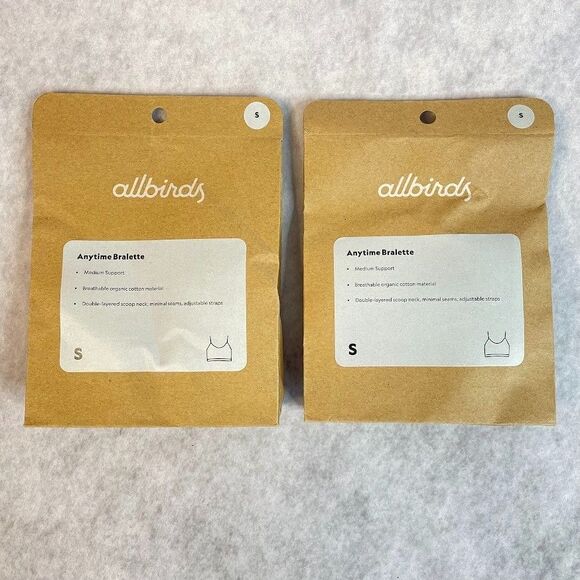 allbirds Anytime Bralette Lot of 2 Gray Bras Wireless Medium Support Size S NEW! - Picture 1 of 7